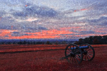 Gettysburg Cannon Sunset - Ruby Rapture