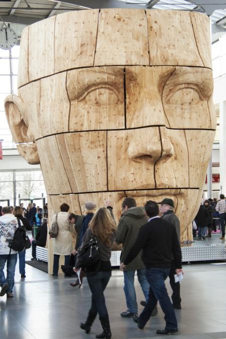 Giant Carved Head in the Building