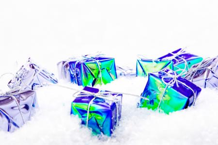 gift boxes in snow