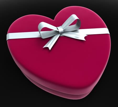 Gift Heart Means Valentine Day And Gift-Box