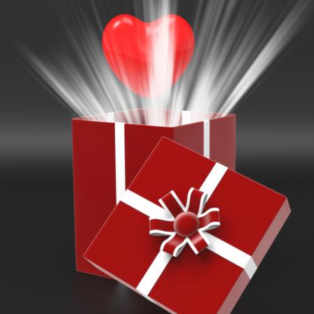 Giftbox Heart Shows Valentines Day And Affection