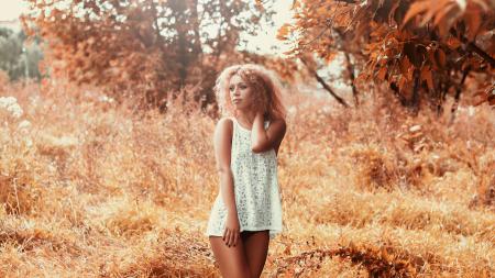 Girl in White Short Dress