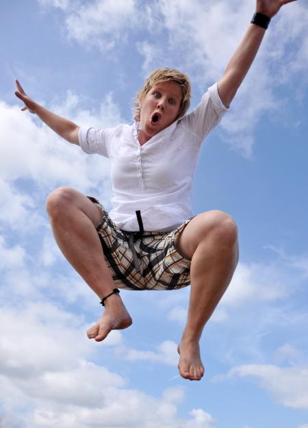 Girl jumping in the air