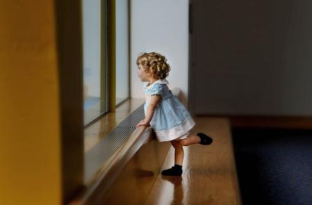 Girl's White and Blue Dress