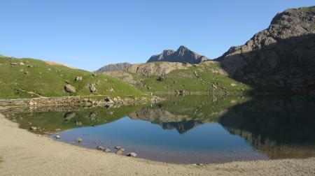 GLASLYN with reflections from miners track snowdon late afternoon 11-7-2013