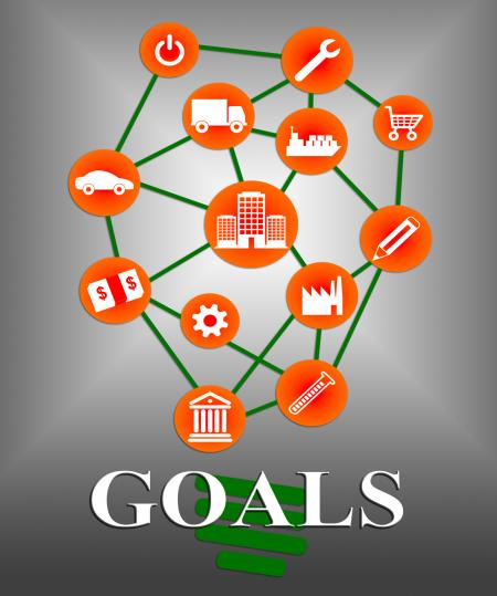 Goals Icons Shows Aspirations Targeting And Aspire