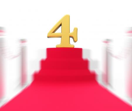 Golden Four On Red Carpet Displays Elegant Film Event Or Celebration