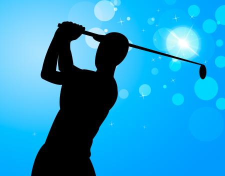 Golf Swing Represents Golfer Exercise And Golf-Club