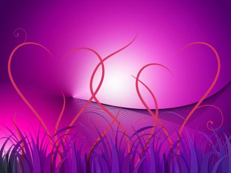 Grass Heart Background Shows Romantic Landscape Or Wallpaper