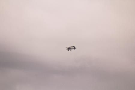 Gray and Black Biplane