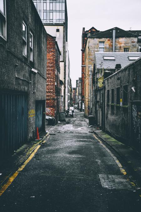 Gray and Brown Houses Beside Pathway