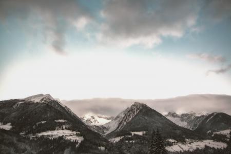 Gray Mountain at Daytime Under Gray Sky