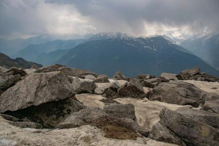 Gray Rocks in Front of Mountain