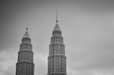 Gray Scale Photo of 2 High Rise Building