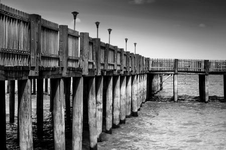 Gray Scale Photo of a Dock