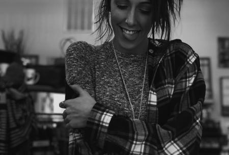 Gray Scale Photography of Woman Holding Her Arms