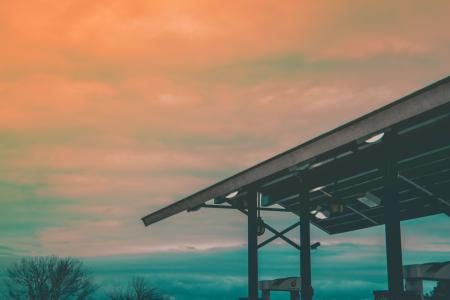 Gray Steel Roof at Sunset