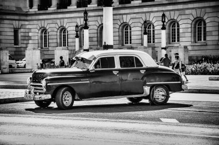 Grayscale Photo of Classic Chevrolet Sedan