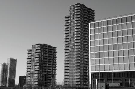 Grayscale Photo of High Rise Buildings