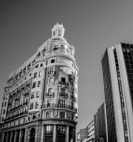 Grayscale Photo of Highrise Building