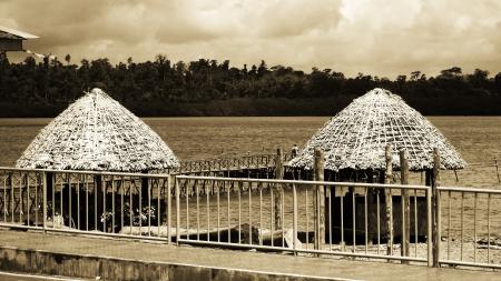 Grayscale Photo of Huts