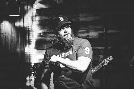 Grayscale Photo of Man in T-shirt