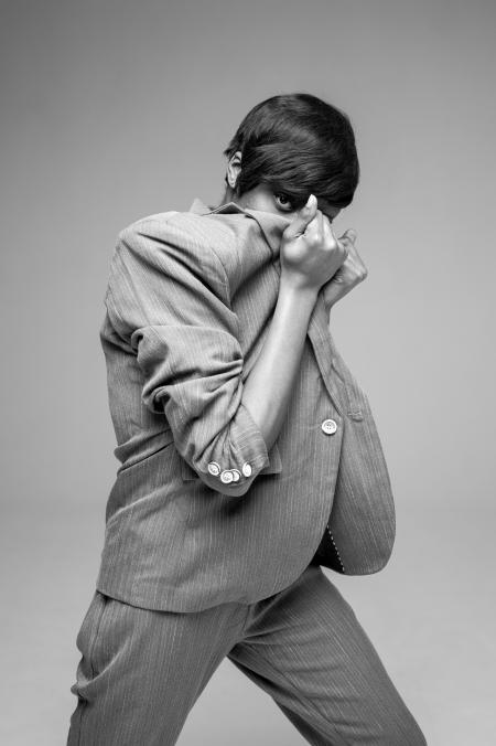 Grayscale Photo Of Woman Wearing Blazer And Pants