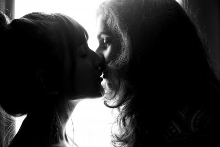 Grayscale Photography of Two Woman Kissing