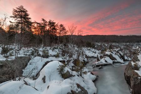 Great Falls Winter Twilight - HDR
