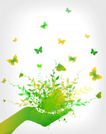 Green Concept - Splashes and Butterflies