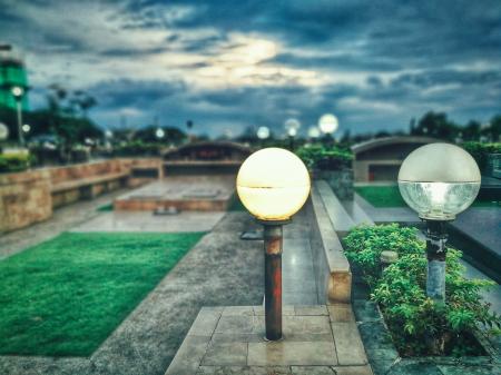 Green Grass With Gray Concrete Pavement Frame