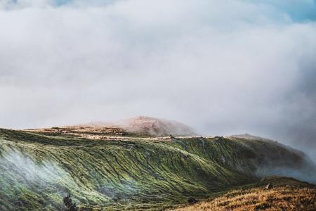 Green Hills Covered With Fog