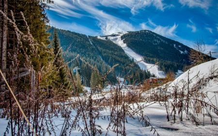 Green Mountain Covered With Snow