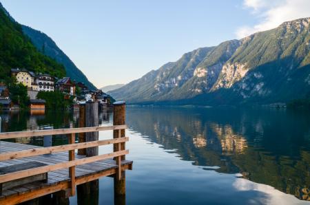 Green Mountain Surrounded by Body of the Water