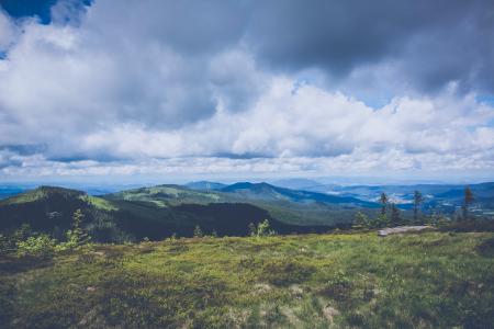 Green Mountain Under Blue Sky