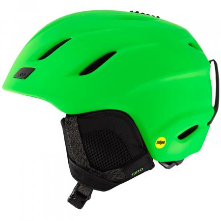Green ski helmet