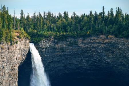 Green Trees Above Mountain and Falls during Daytime