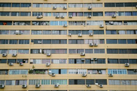 Grey and Brown Building With Air Condensers