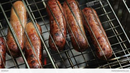 Grilling sausages