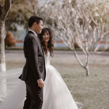 Groom and Bride Closeup Photo