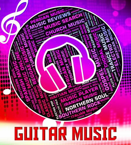 Guitar Music Indicates Sound Track And Audio