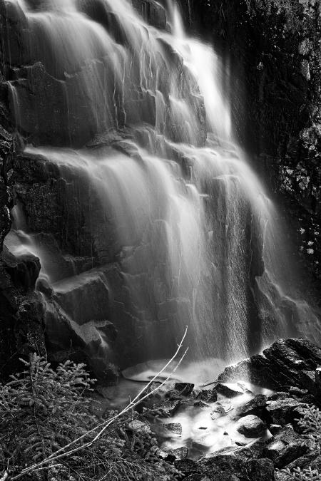 Hadlock Sunbeam Falls - Black & White