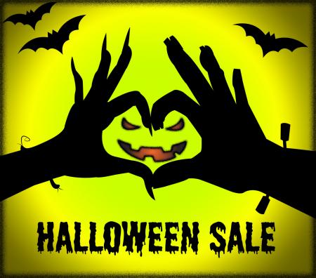 Halloween Sale Represents Trick Or Treat And Celebration