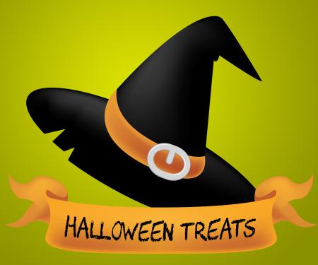 Halloween Treats Indicates Candies Horror And Ghost