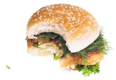 Hamburger with a bite