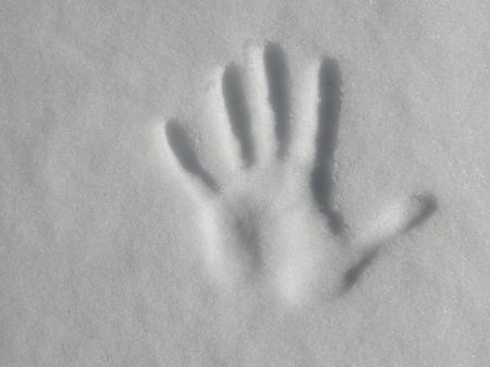 Hand print in the snow