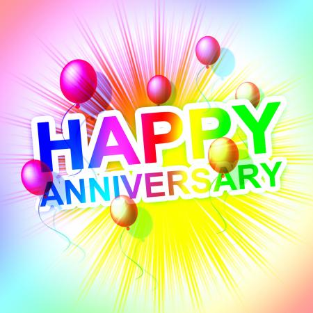 Happy Anniversary Represents Cheerful Greeting And Celebrate