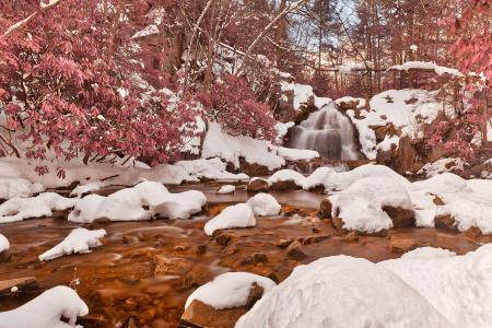 Hawk Falls Winter Stream - Pink Fantasy HDR