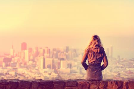 Hazy Vintage Looks - Girl Looking Over the City
