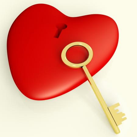 Heart With Key Showing Love and Romance